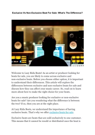 Exclusive Vs Non-Exclusive Beat For Sale_ What’s The Difference_