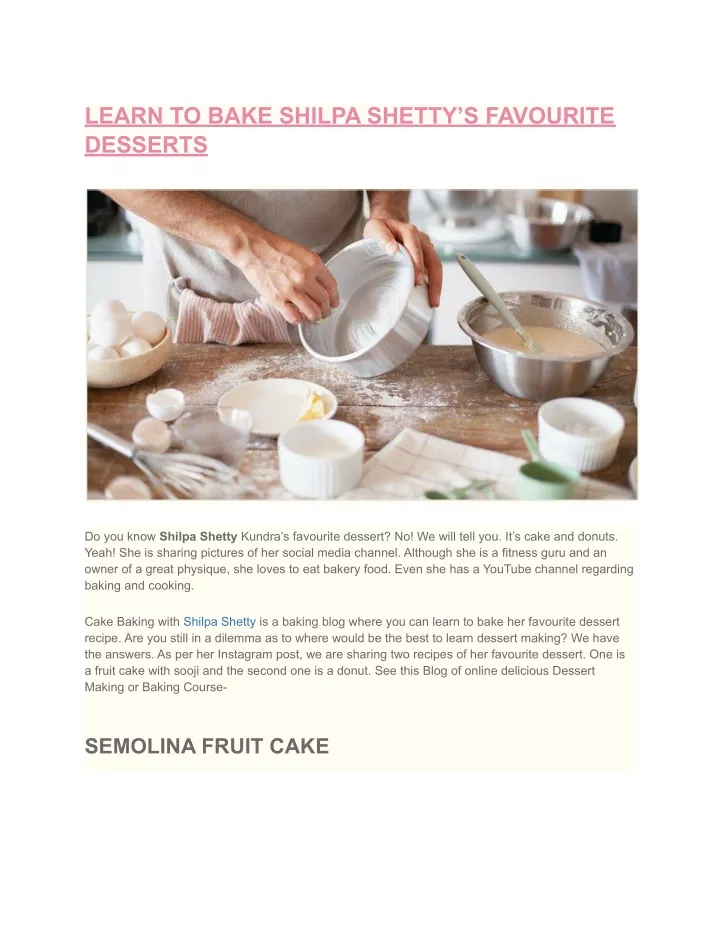 learn to bake shilpa shetty s favourite desserts