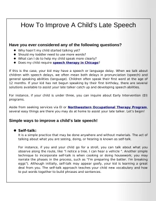 how to improve a child s late speech