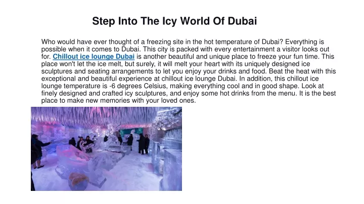 step into the icy world of dubai