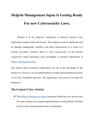 helprin management japan is getting ready