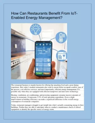 how can restaurants benefit from iot enabled