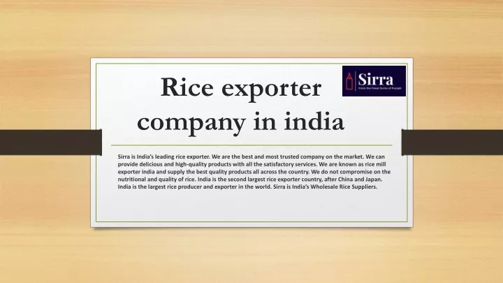 rice exporter company in india