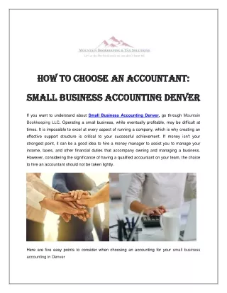 How to Choose an Accountant - Small Business Accounting Denver