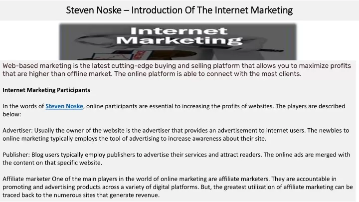 steven noske introduction of the internet marketing