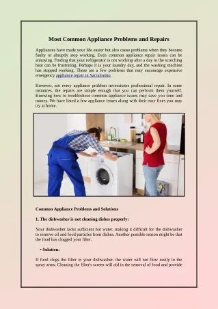 Most Common Appliance Problems and Repairs