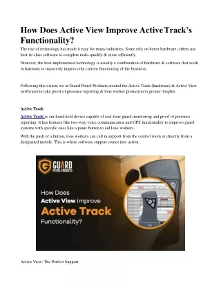 how does active view improve active track s functionality