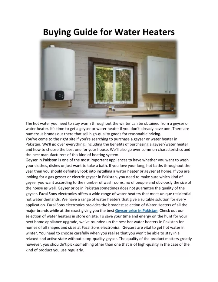 buying guide for water heaters