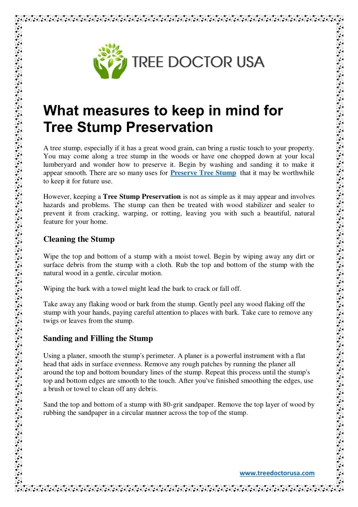 what measures to keep in mind for tree stump