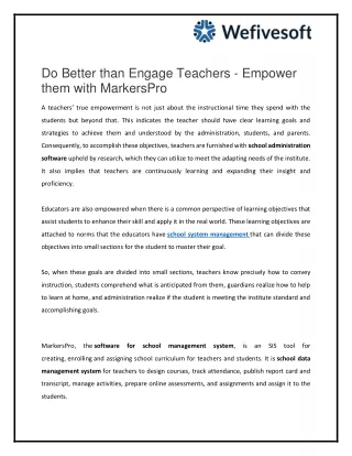 Do Better than Engage Teachers - Empower them with MarkersPro
