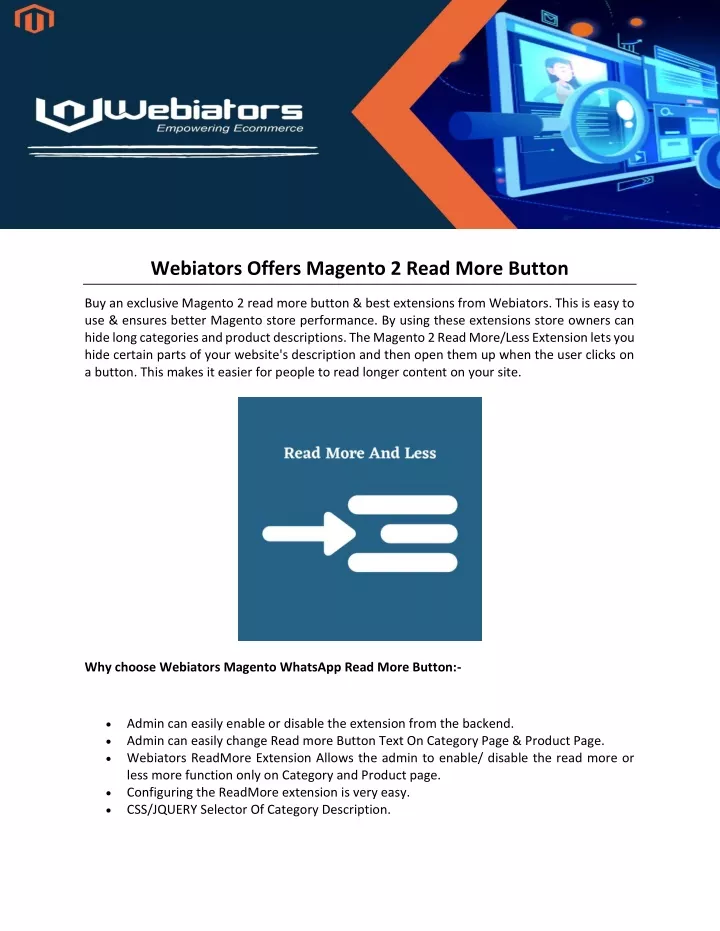 webiators offers magento 2 read more button