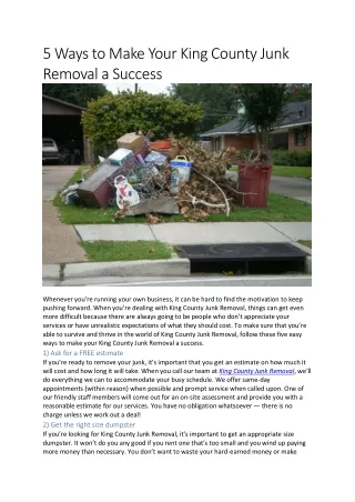 5 Ways to Make Your King County Junk Removal a Success