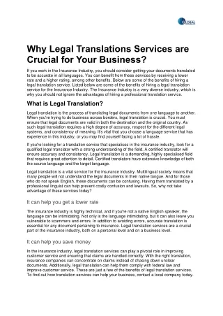 Legal Translation Services