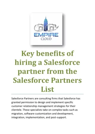Key benefits of hiring a Salesforce partner from the Salesforce Partners Lis1