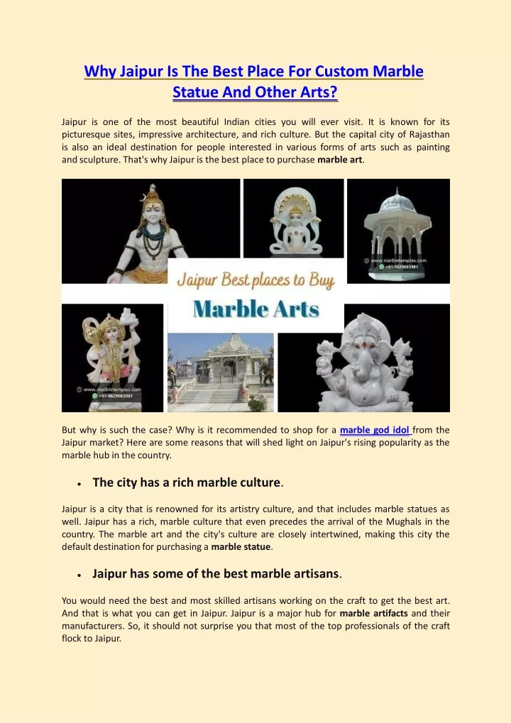 why jaipur is the best place for custom marble