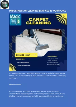 IMPORTANCE OF CLEANING SERVICES IN WORKPLACE