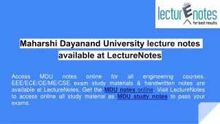 maharshi dayanand university lecture notes available at lecturenotes