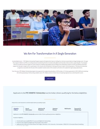 Scholarships for Indian students - FFE-Wabtec Scholarship Program