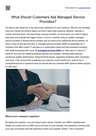 What Should Customers Ask Managed Service Providers