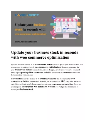 Update your business stock in seconds with woo commerce optimization