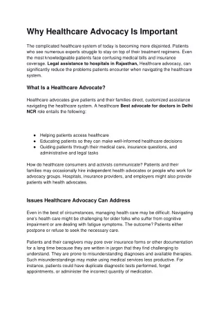 Why Healthcare Advocacy Is Important