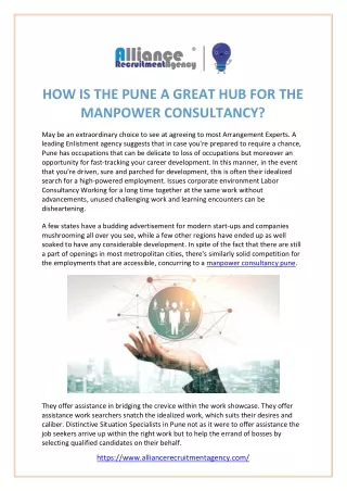 how is the pune a great hub for the manpower