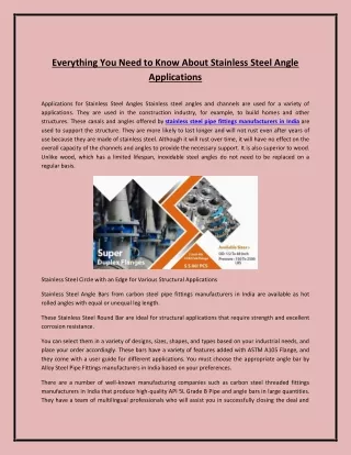 Everything You Need to Know About Stainless Steel Angle Applications