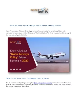 Know All About 'Qatar Airways Policy' Before Booking In 2023