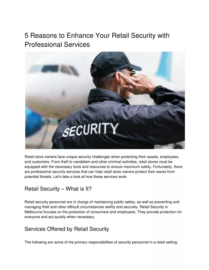 5 reasons to enhance your retail security with