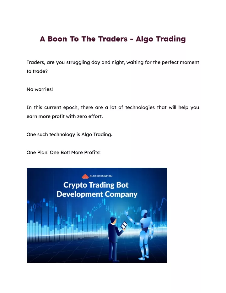 a boon to the traders algo trading