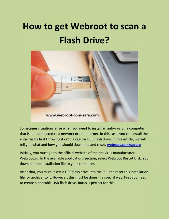 how to get webroot to scan a flash drive