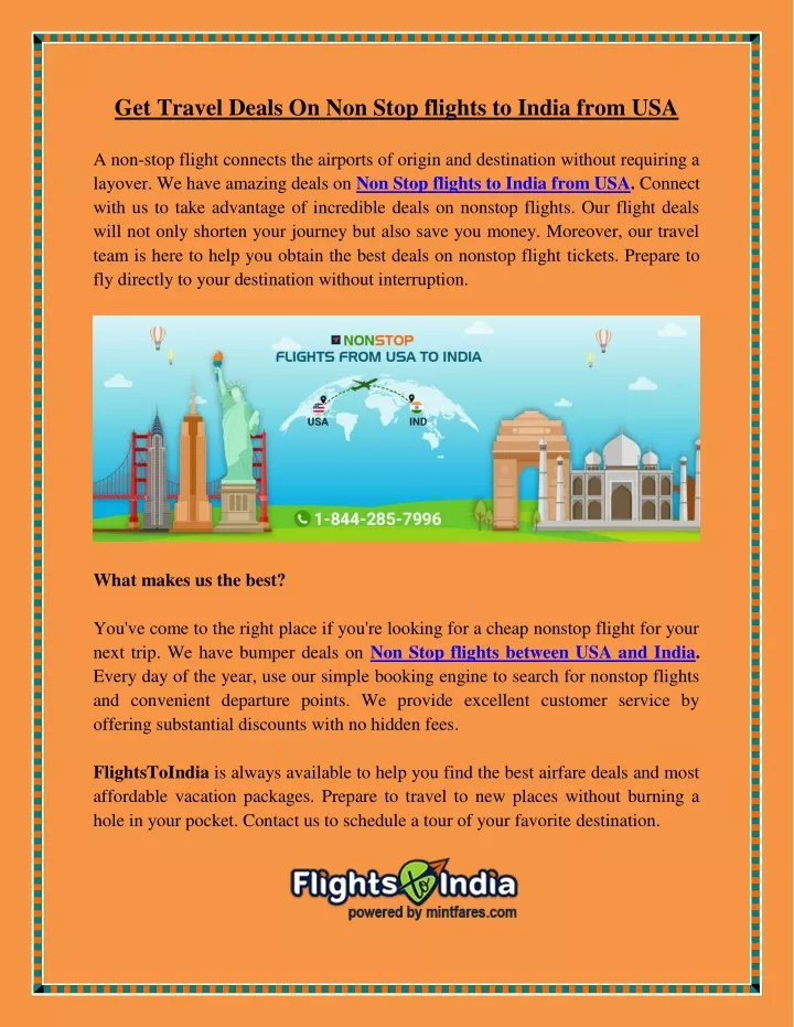 PPT Get Travel Deals On Non Stop flights to India from USA PowerPoint