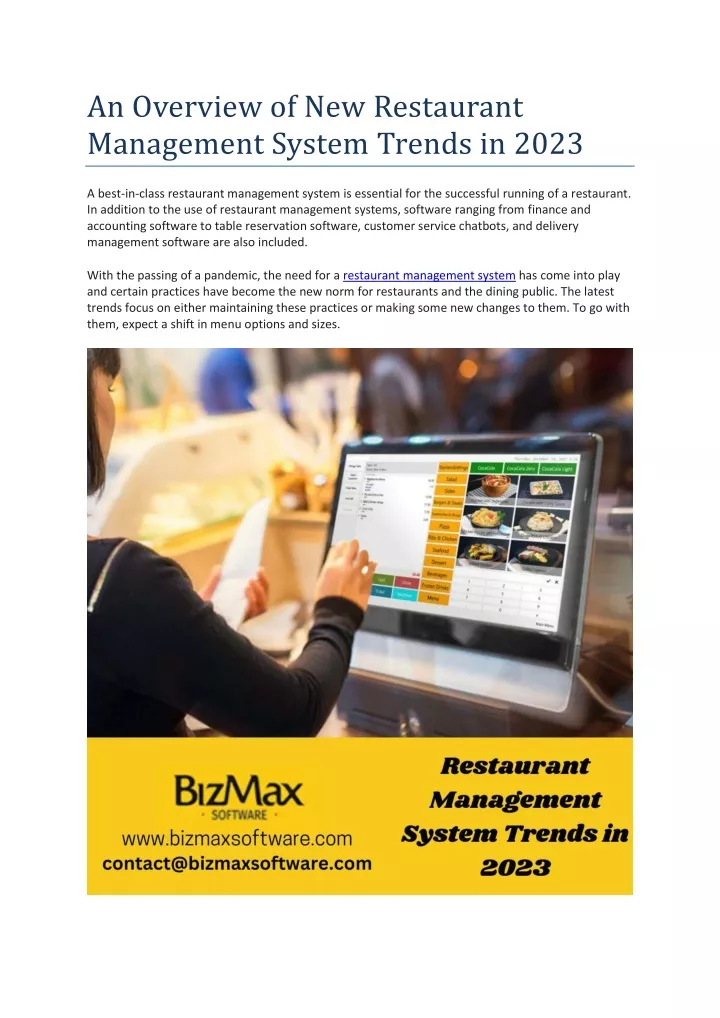 an overview of new restaurant management system