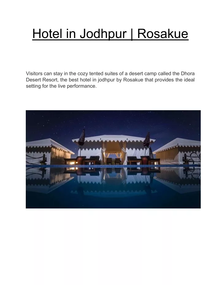 hotel in jodhpur rosakue