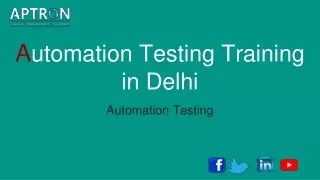 Automation Testing Training Institute in Delhi