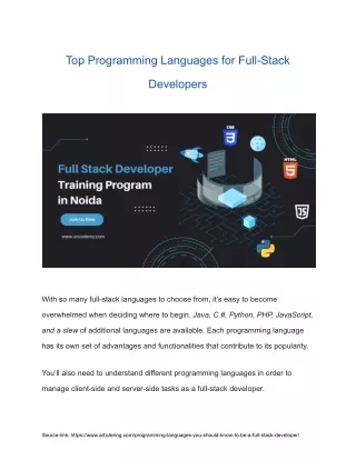 top programming languages for full stack