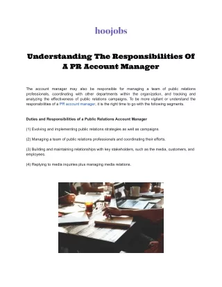 Understanding The Responsibilities Of A PR Account Manager