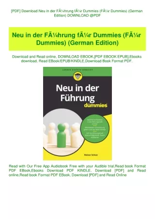 [PDF] Download Neu in der FÃƒÂ¼hrung fÃƒÂ¼r Dummies (FÃƒÂ¼r Dummies) (German Edition) DOWNLOAD @PDF