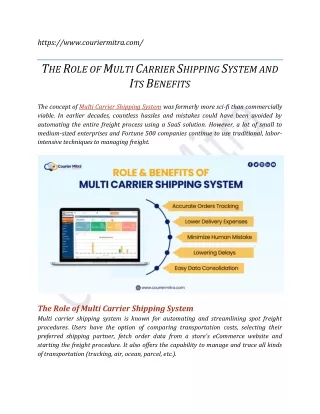The Role of Multi Carrier Shipping System and Its Benefits
