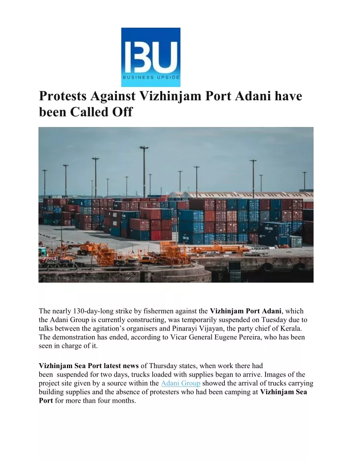 protests against vizhinjam port adani have been