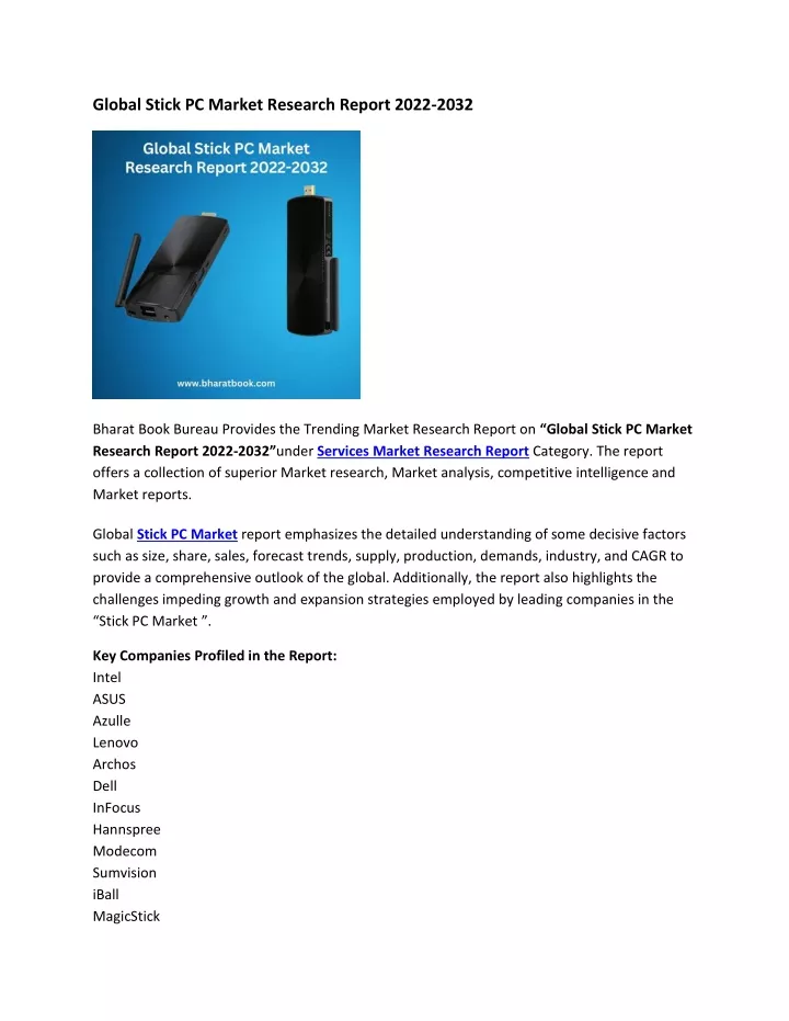global stick pc market research report 2022 2032