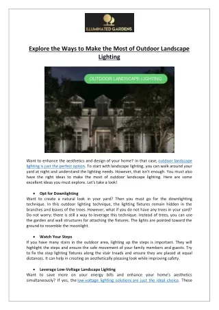 Landscape Lighting 5 Ways to Make the Most of Outdoor Landscape Lighting