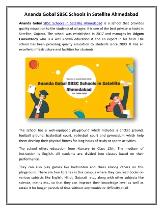 ananda gobal sbsc schools in satellite ahmedabad