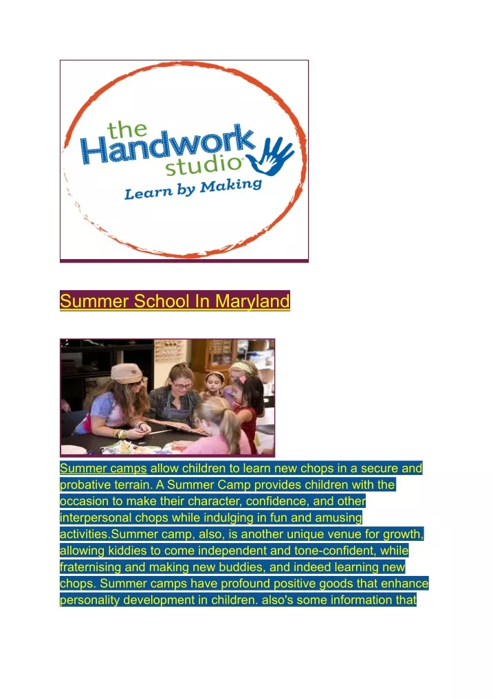 PPT Summer School In Maryland PowerPoint Presentation Free Download 