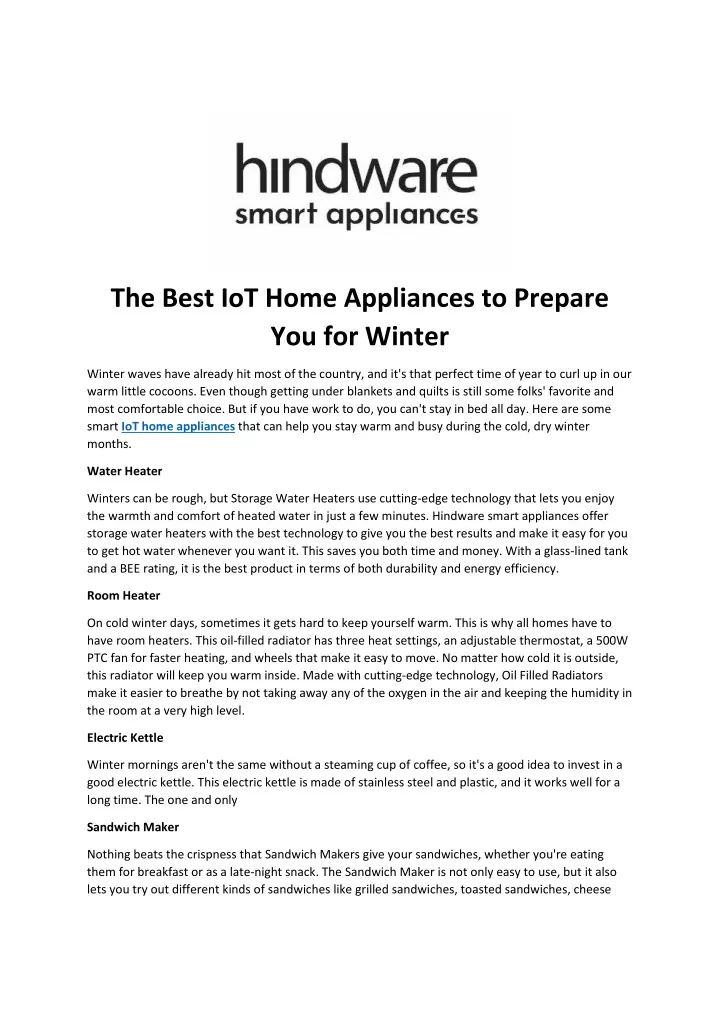 the best iot home appliances to prepare