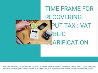 Time Frame For Recovering Input Tax : VAT Public Clarification