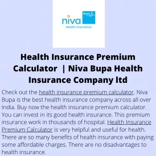 Health Insurance Premium Calculator   Niva Bupa Health Insurance Company ltd (1)