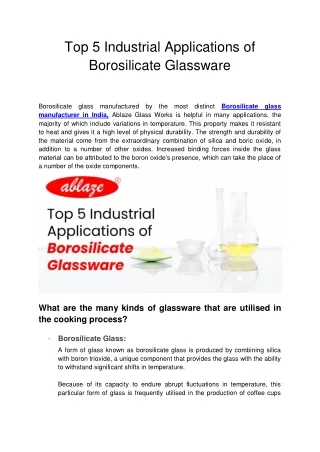 Top 5 Industrial Applications of Borosilicate Glassware