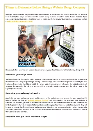 Things to Determine Before Hiring a Website Design Company