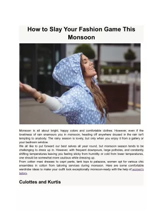 How to Slay Your Fashion Game This Monsoon - Cloud Tailor